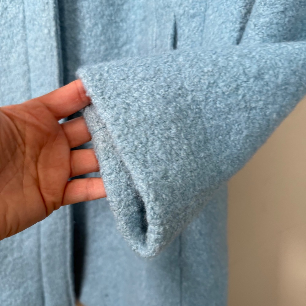 LOFT Mock Neck Blue Wool Blend Mid Length Coat Size XL - Picture 4 of 7